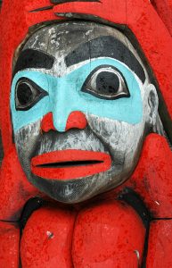 Face of an Alaskan totem pole.